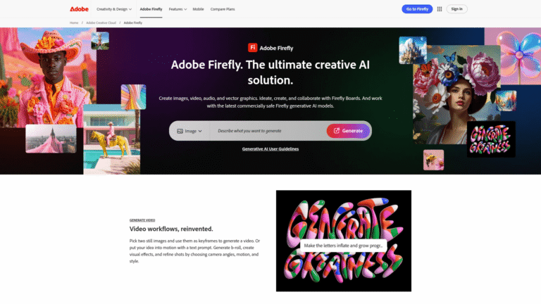 Adobe Firefly as Image Generation tool screenshot