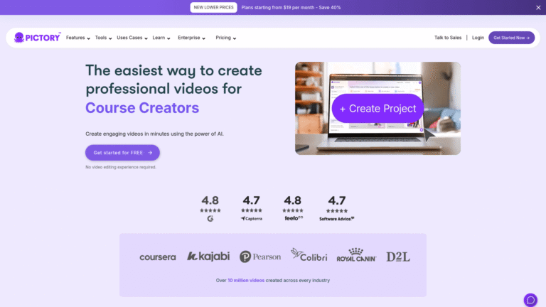 Pictory as AI Powered Video Editing tool screenshot
