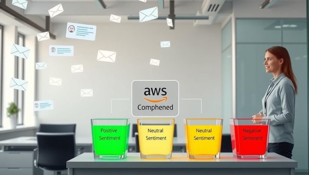 AWS Comprehend analyzes incoming customer service text data, such as chat messages and emails, to automatically identify and categorize the sentiment as positive, neutral, or negative, enabling customer support teams to efficiently prioritize and address feedback.