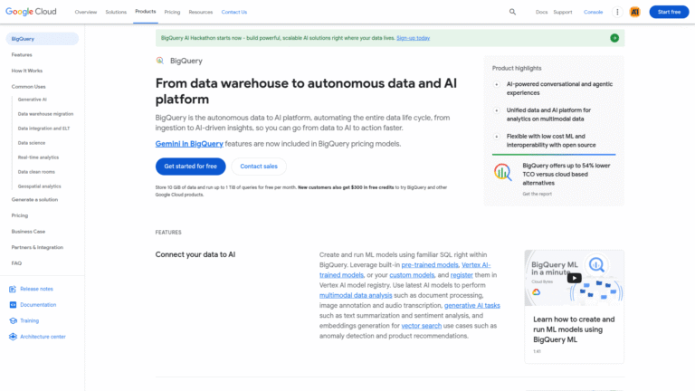 BigQuery as Predictive Modeling and Analytics tool screenshot