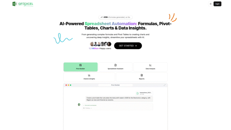 GPT Excel as Excel and Google Sheets tool screenshot