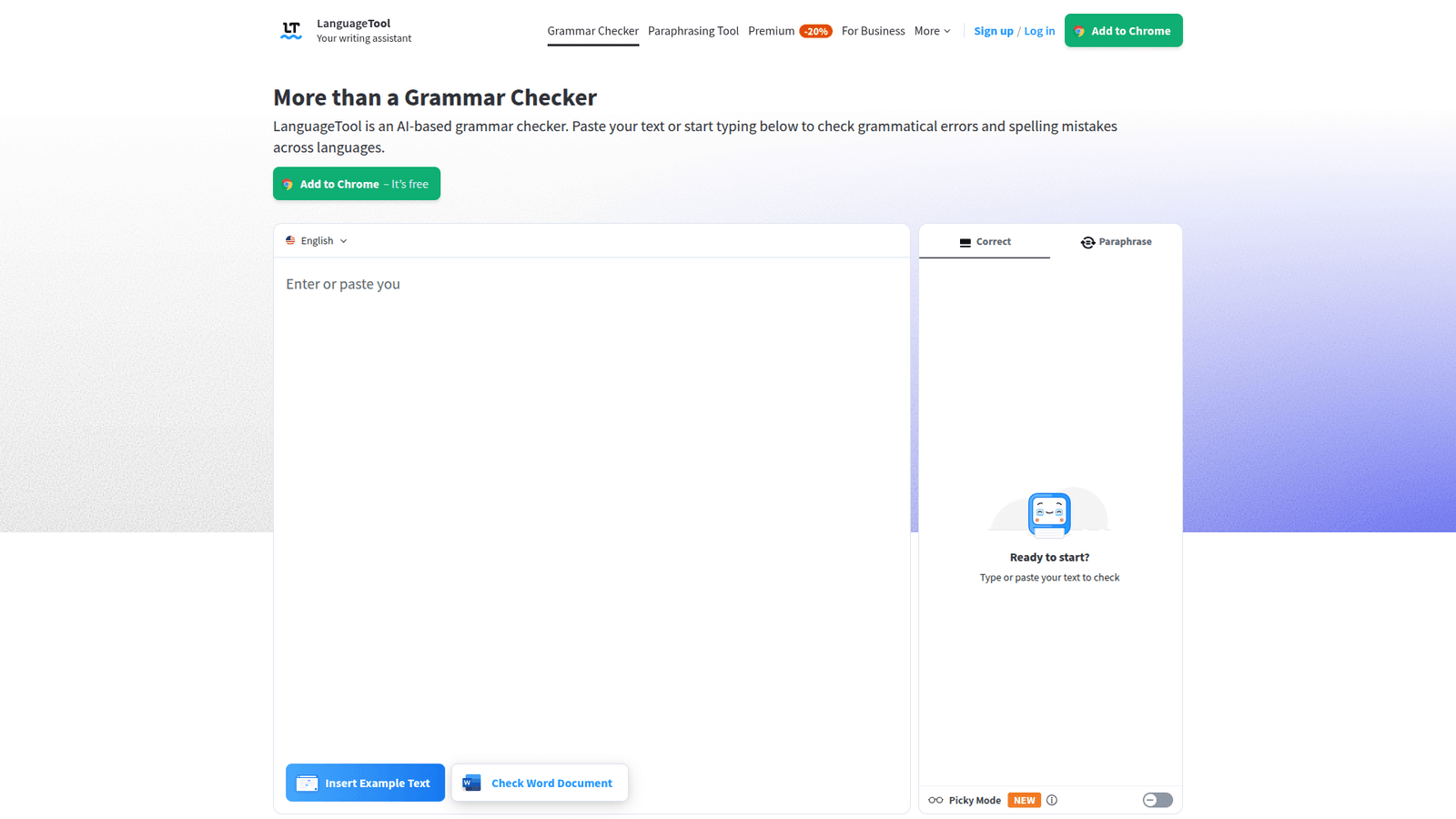 LanguageTool as Grammar Correction and Paraphrasing tool screenshot