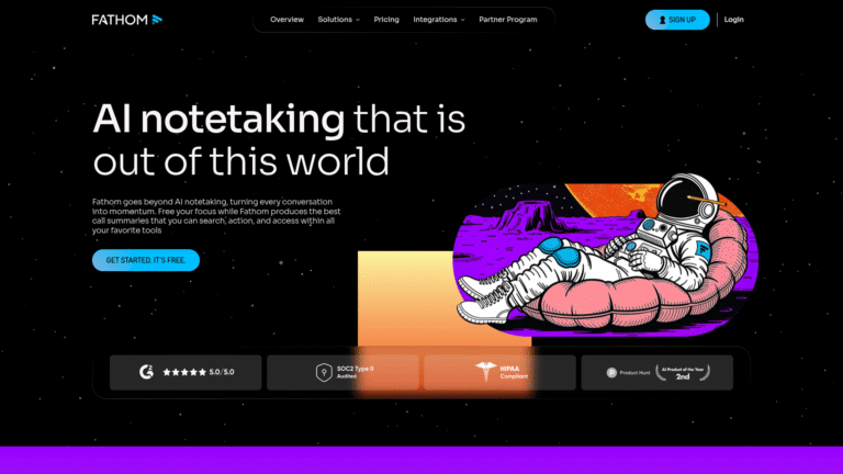 Fathom as Meeting Summarizing tool screenshot