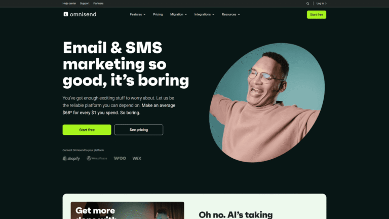 Omnisend as AI Email Marketing tool screenshot