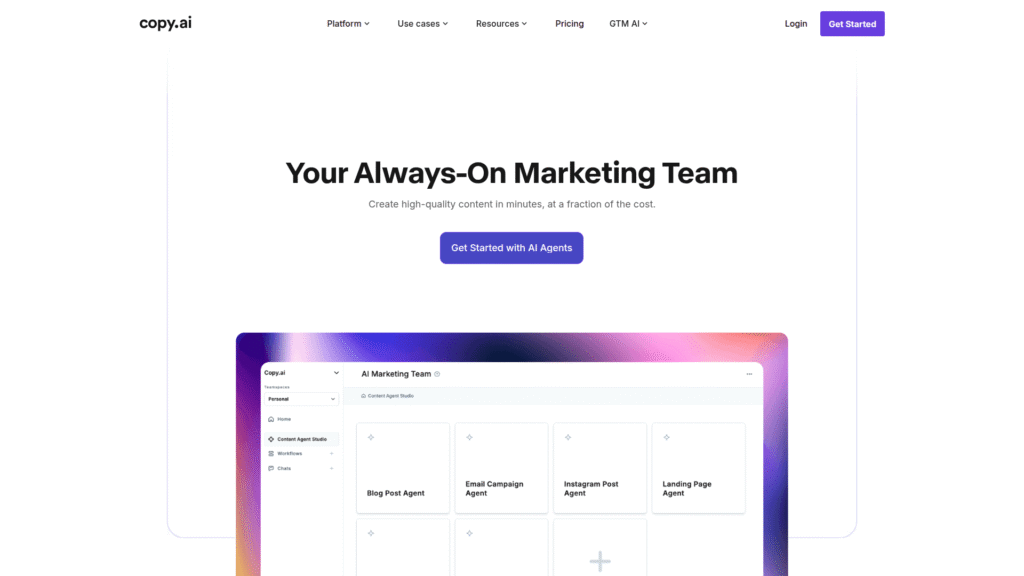 Copy.ai among AI product description generator tools