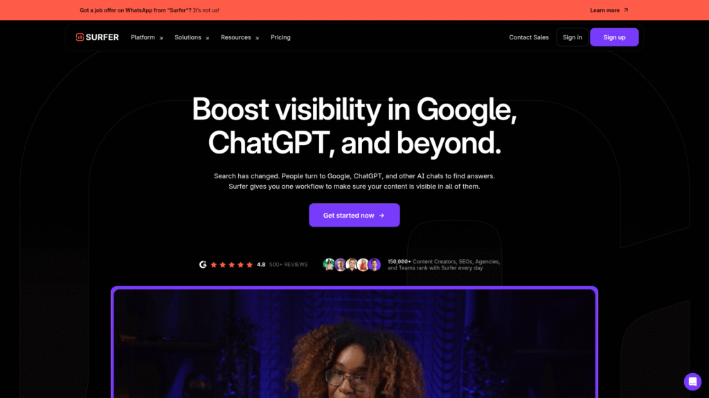 Surfer SEO among AI product description generator tools