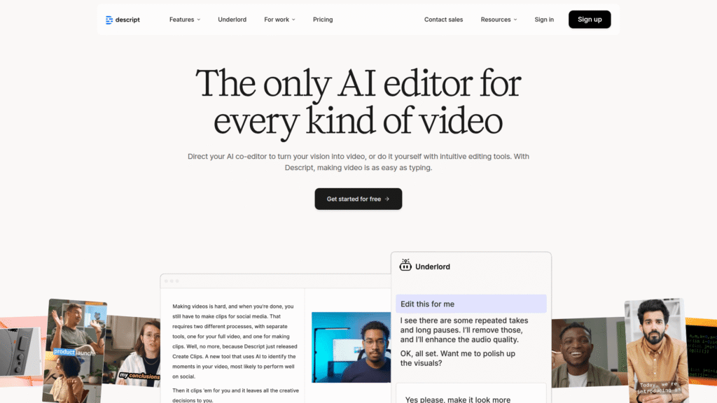 Descript among the AI eBook tools
