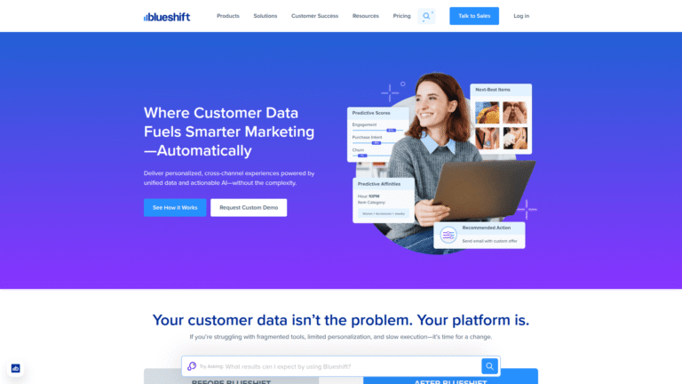 Blueshift AI as Customer Segmentation and Prediction tool screenshot