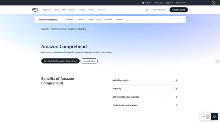 AWS Comprehend as Sentiment Analysis tool screenshot