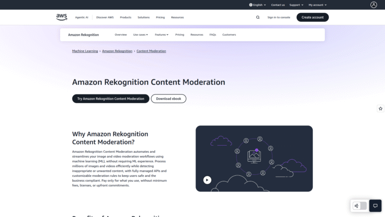 AWS Rekognition Moderation as Spam Detection and Content Moderation tool screenshot