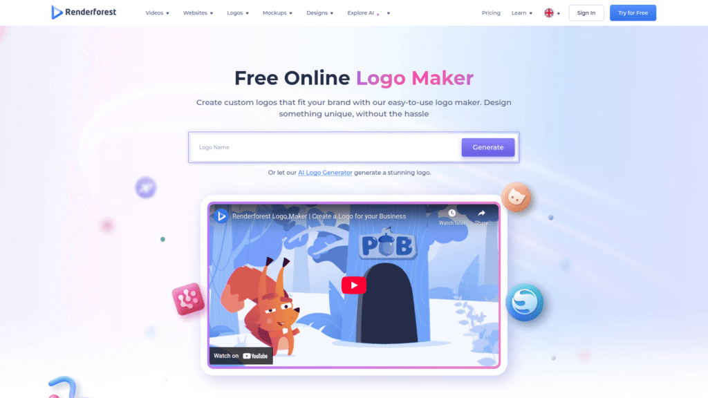 Renderforest among best ai logo makers