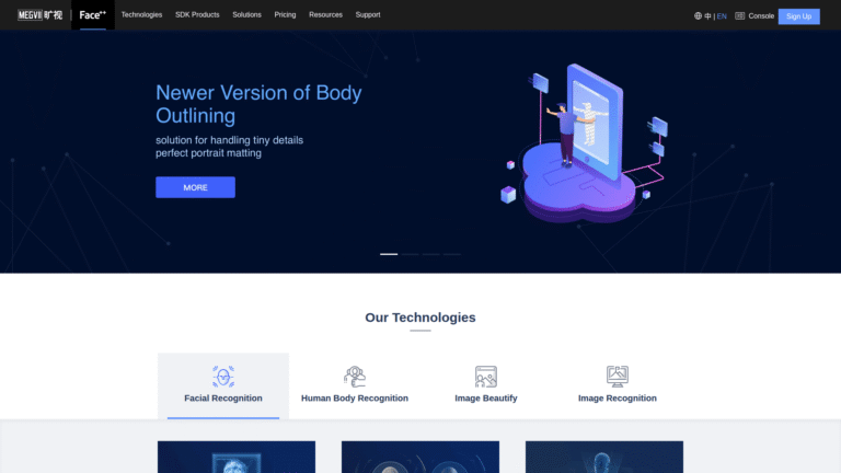 Face++ as Facial Recognition and Verification tool screenshot