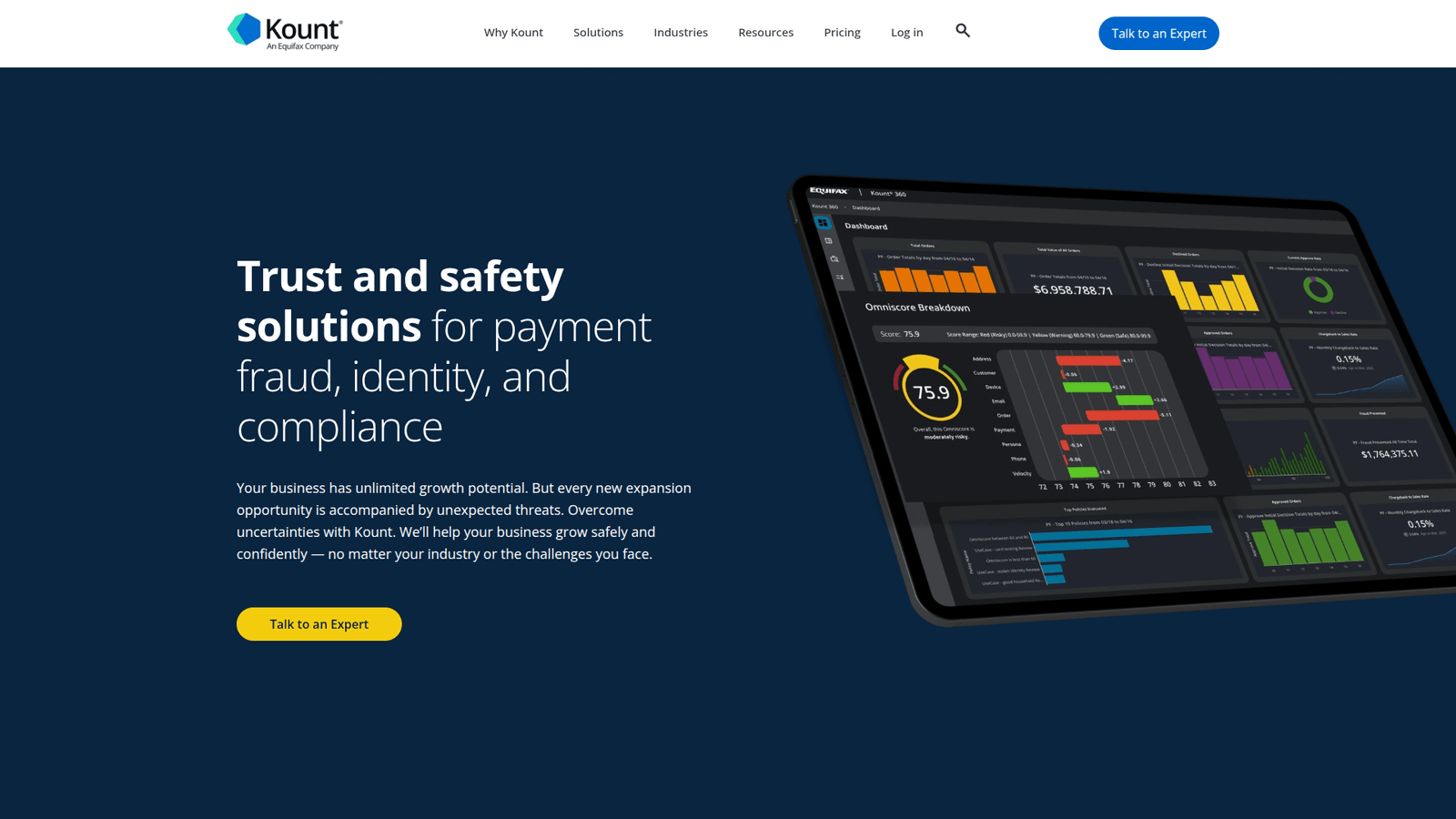 Kount as Fraud Detection tool screenshot