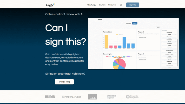 Legly as Contract Review and Analysis tool screenshot