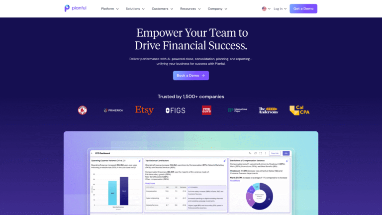 Planful as Financial Reporting tool screenshot