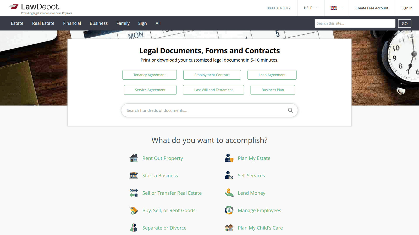 LawDepot as Legal Document Generation tool screenshot