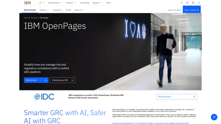 IBM OpenPages as Risk Analysis and Management tool screenshot