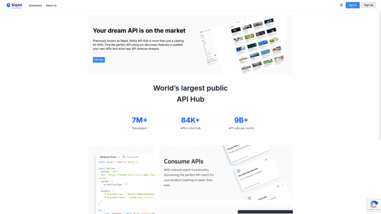 RapidAPI as API Integration tool screenshot