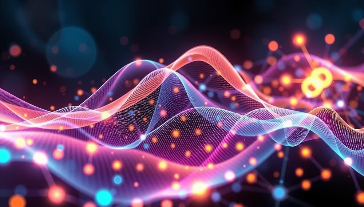 A futuristic, abstract image illustrating the transformative power of **AI voice cloning tools**, with dynamic sound waves evolving into a complex, glowing digital network in vibrant colors.