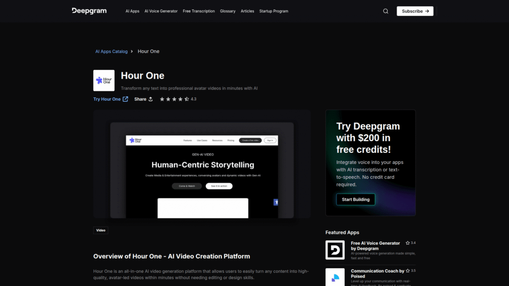 Hourone.ai among best AI avatar tools