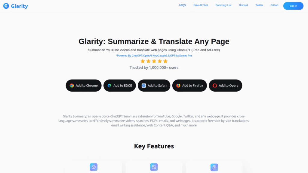 Glarity among best AI video summarizers
