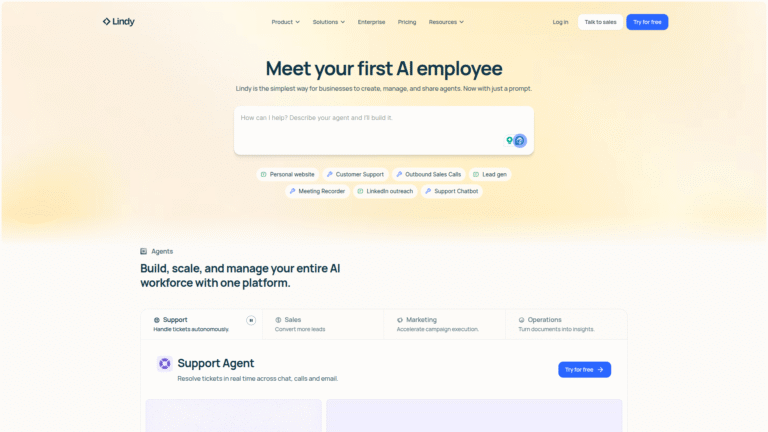 Lindy.ai as Multi-Step Workflow tool screenshot