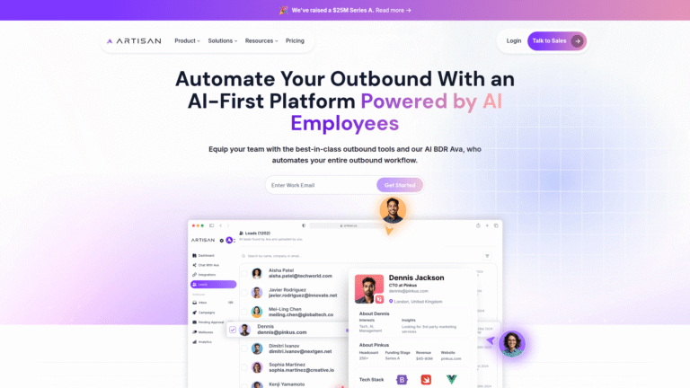 Artisan as Sales and Outreach tool screenshot