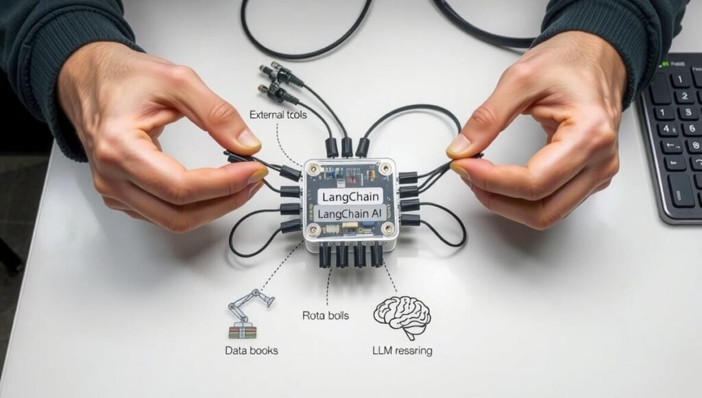 LangChain is a framework that helps developers efficiently build sophisticated AI agents by providing modular components to connect Large Language Models with external tools, data sources, and memory.