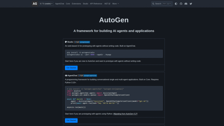 AutoGen as Agent Development tool screenshot