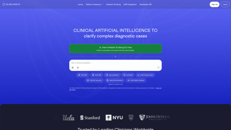 Glass Health as Clinical Decision Support tool screenshot