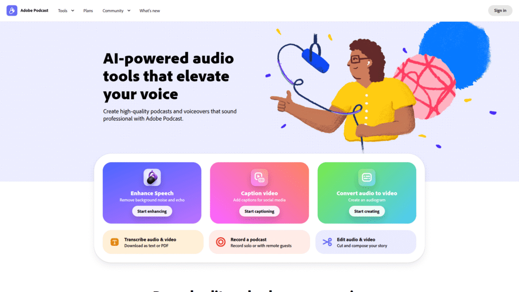 Adobe Podcast among AI podcast editors
