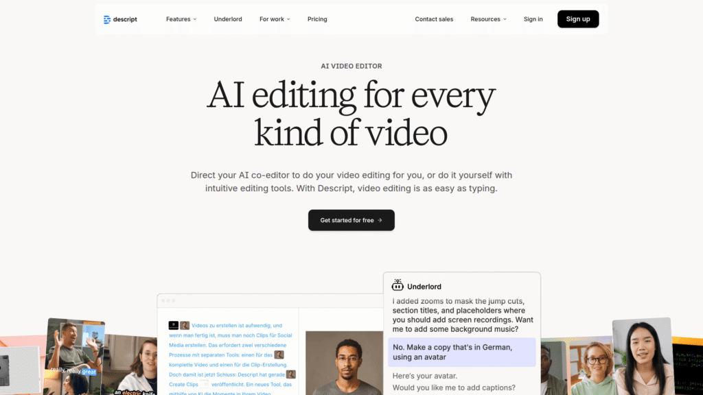 Descript among AI audio cleaner