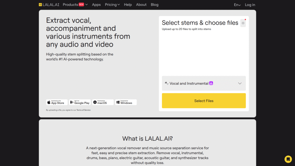 LALAL.AI among AI audio cleaner