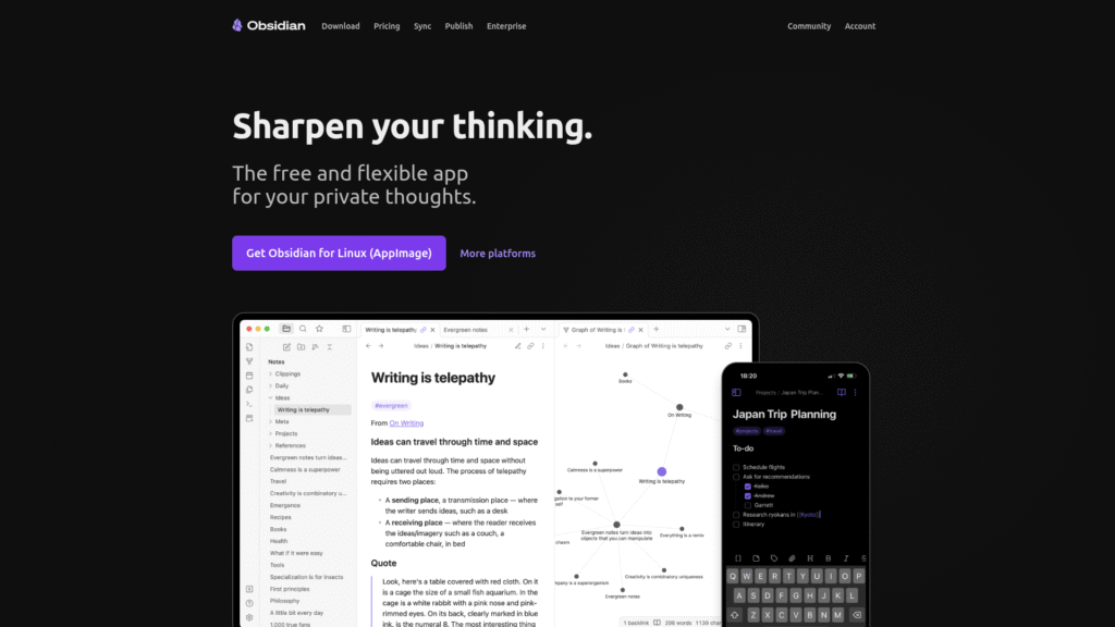 Obsidian among ai note taking apps