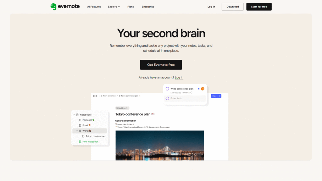 Evernote among ai note taking apps