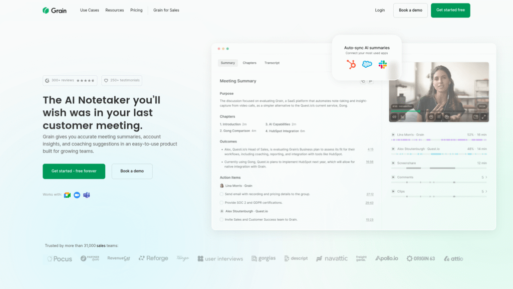 Grain among ai note taking apps