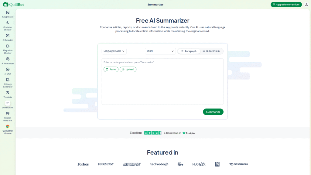 QuillBot Summarizer among best AI summarizers