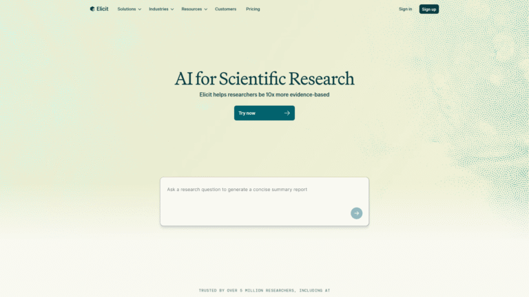 Elicit as Medical Research tool screenshot