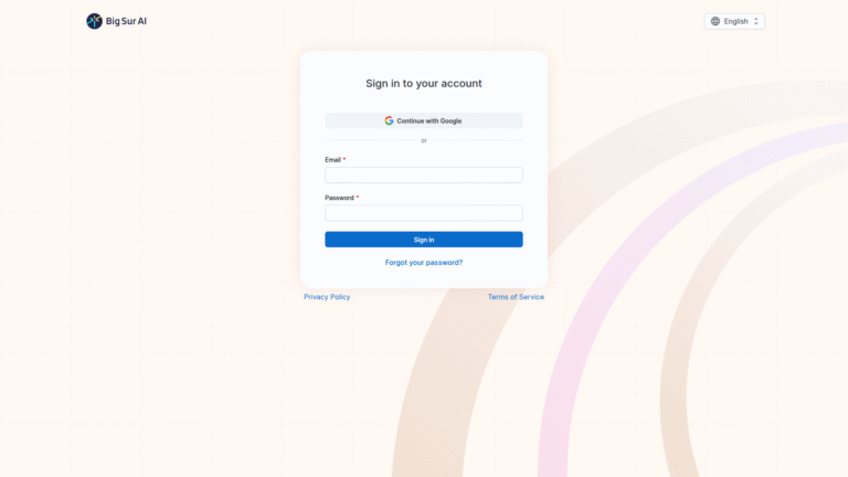 Big Sur AI as Product Recommendation tool screenshot