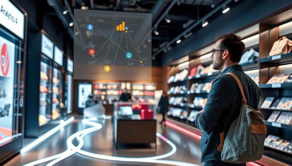 Google Analytics 4 provides predictive insights into customer behavior, allowing e-commerce and retail businesses to analyze user journeys, optimize conversions, and identify potential churn risks.