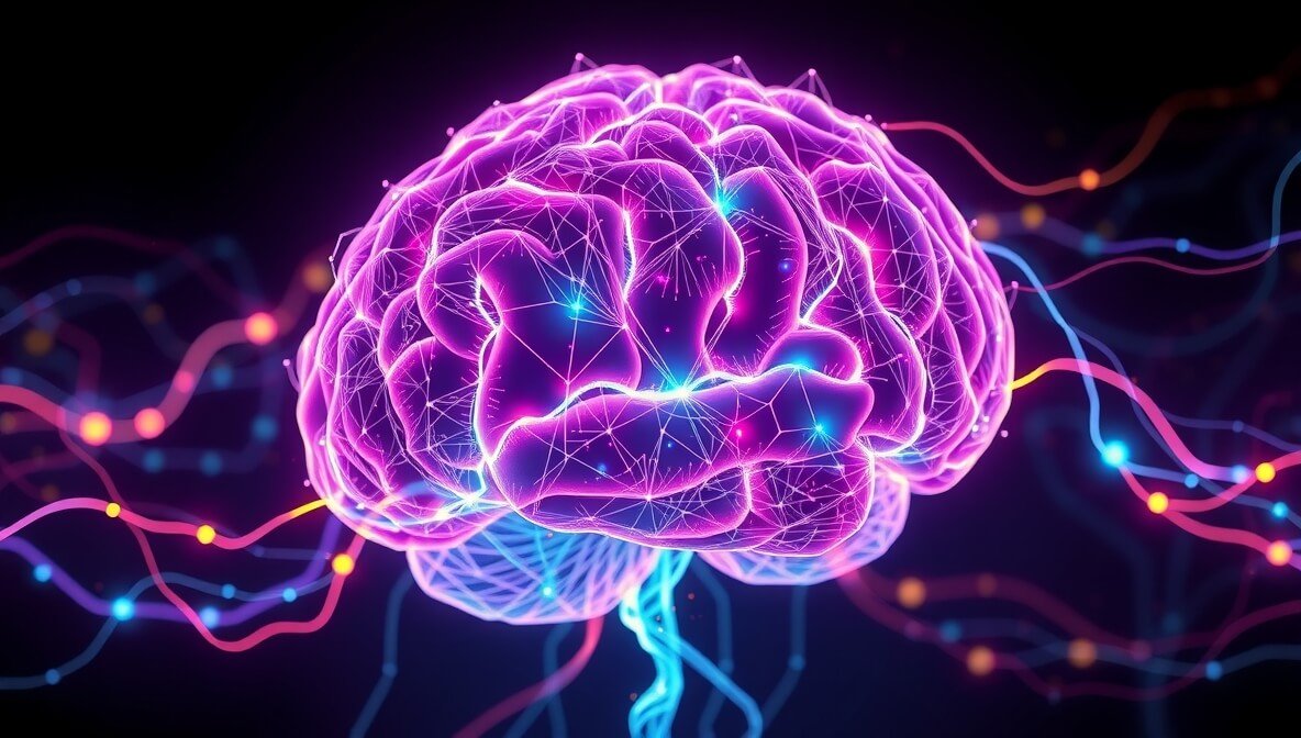 A futuristic digital neural network intertwined with abstract glowing code, illustrating the power of **best AI coding tools** for accelerating learning.