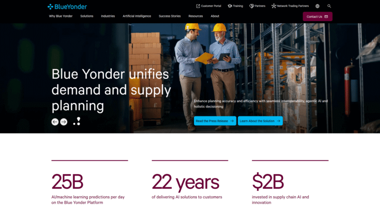 Blue Yonder as Inventory Management and Demand Forecasting tool screenshot