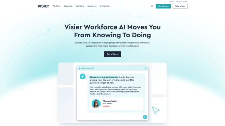 Visier as HR Analytics and Workforce Planning tool screenshot