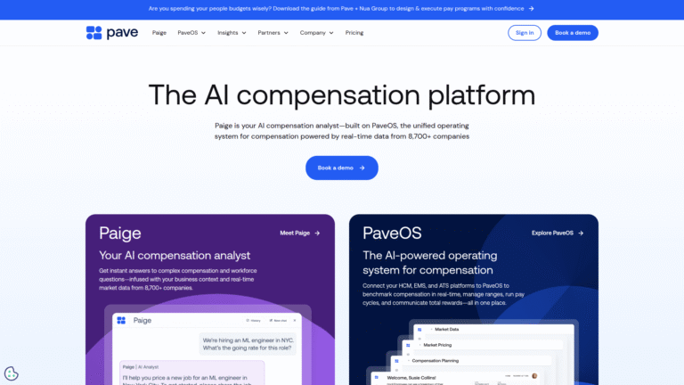 Pave as Compensation and Benefits Analysis tool screenshot