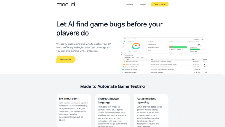 modl:test as a Game Testing and QA tool screenshot