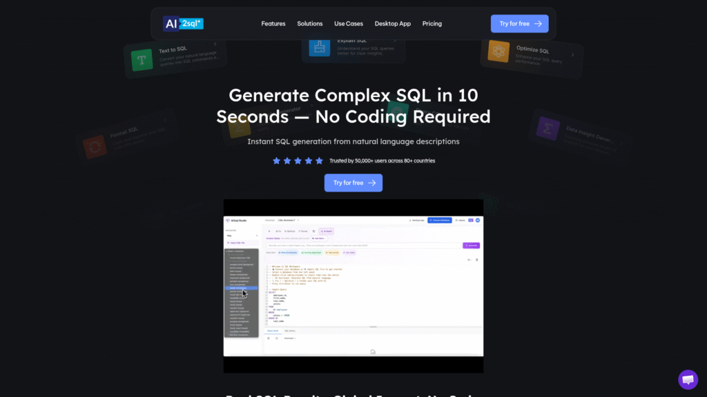 AI2sql among AI tools for SQL queries