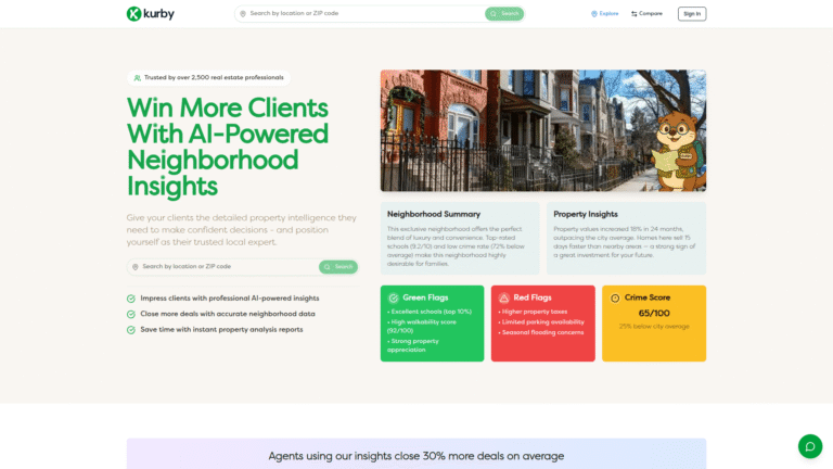 Kurby AI as a Property Search and Discovery tool screenshot