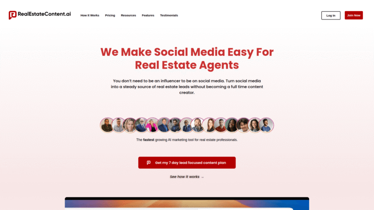 RealEstateContent.ai as a Marketing and Advertising tool screenshot