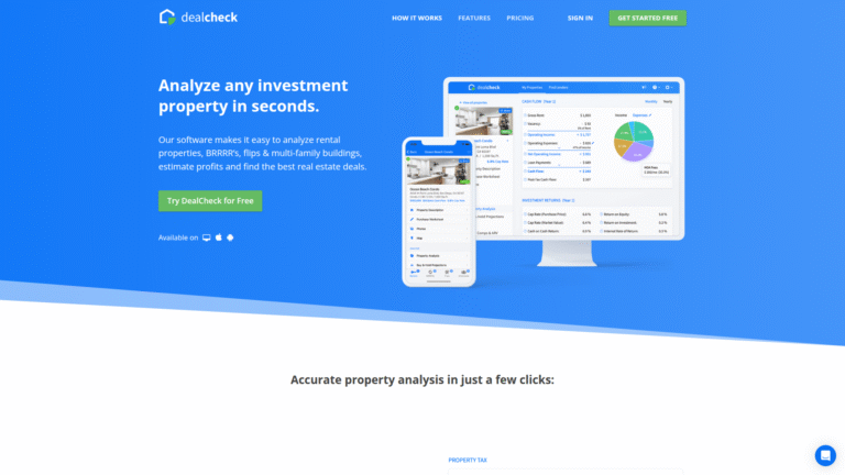 DealCheck as a Financial and Investment Analysis tool screenshot
