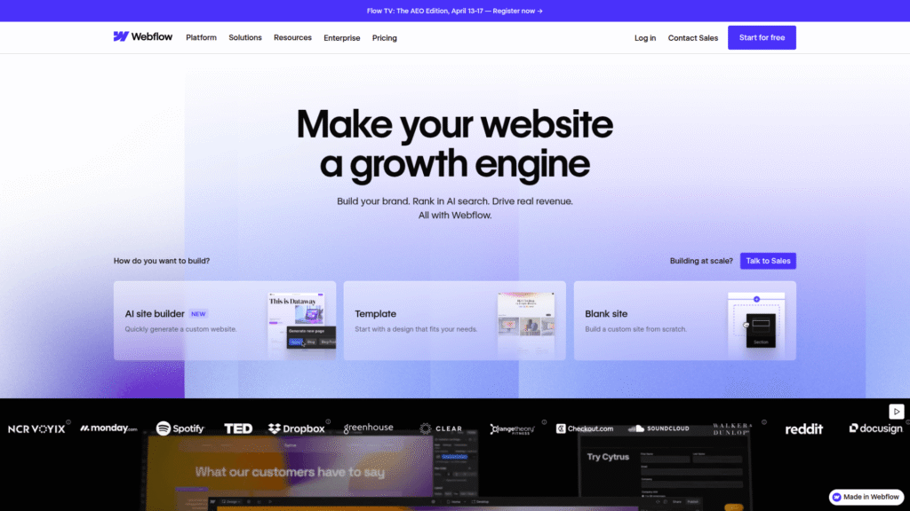 Webflow among no-code AI tools